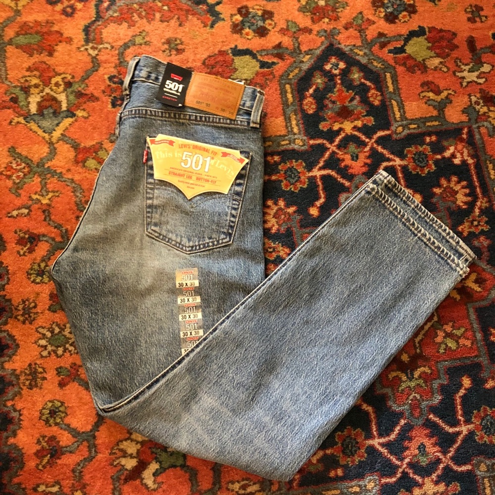 Straight leg button fly jeans